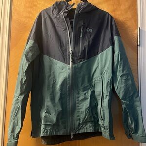 Outdoor Research Size Large Raincoat - Navy and Teal